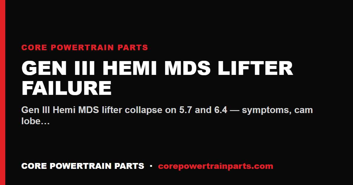 Gen III Hemi MDS Lifter Failure: Diagnosis and Delete