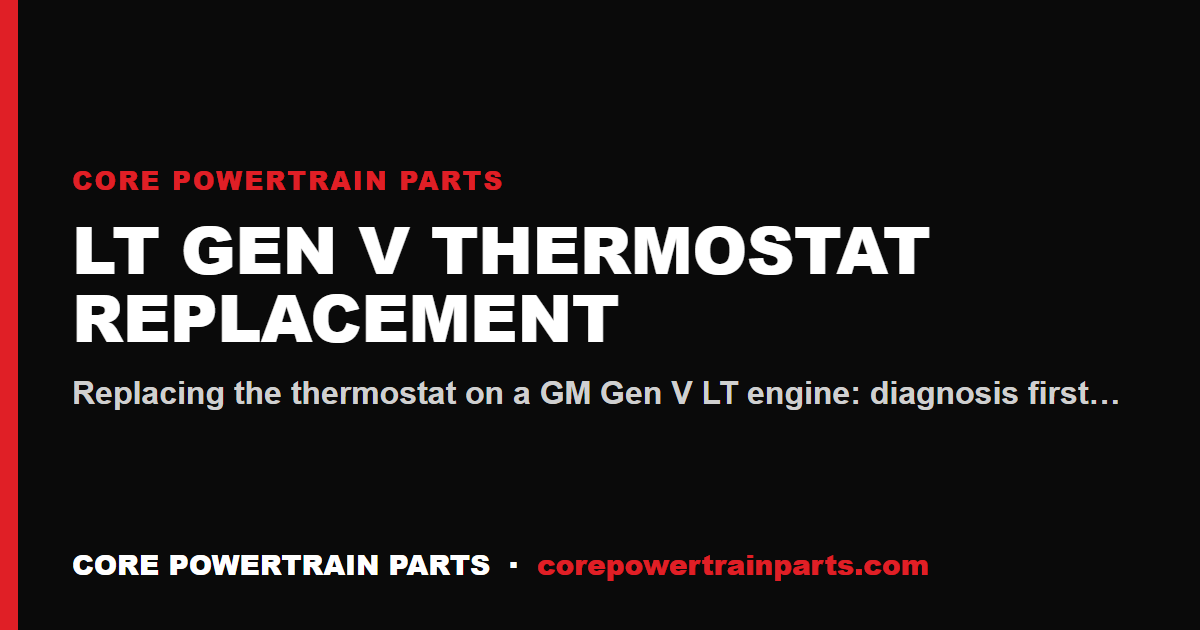 LT Gen V Thermostat Replacement: Tools, Torque and Sequence