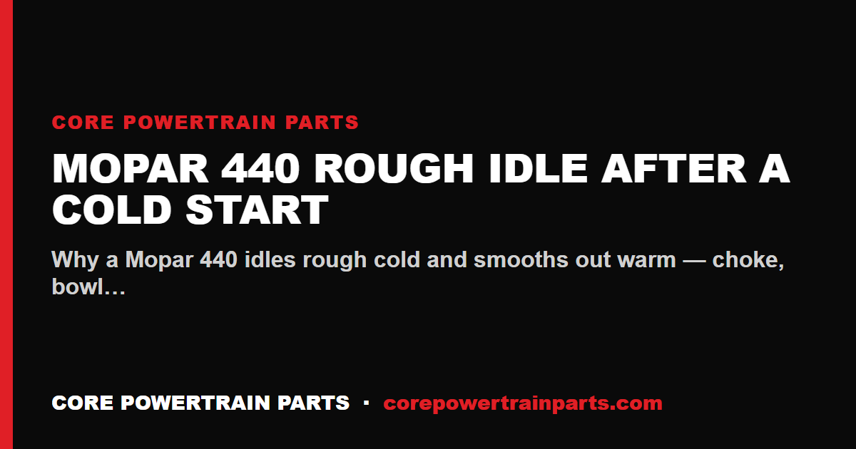 Mopar 440 Rough Idle After a Cold Start