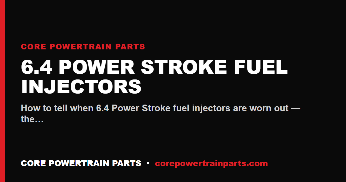 6.4 Power Stroke Fuel Injectors: How to Tell When It Is Worn Out