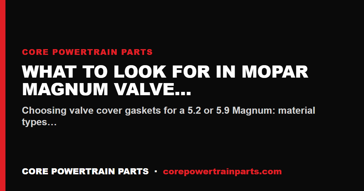 What to Look For in Mopar Magnum Valve Cover Gaskets