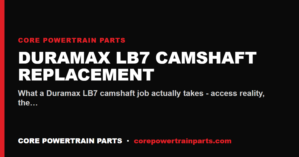 Duramax LB7 Camshaft Replacement: Tools, Torque and Sequence