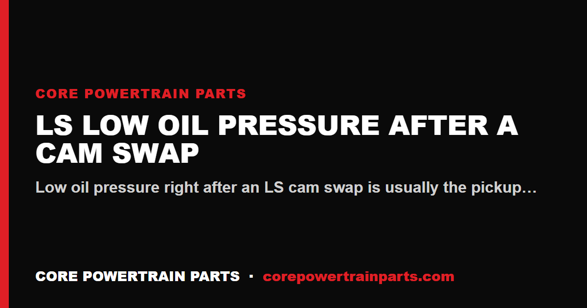 LS Low Oil Pressure After a Cam Swap — Oil Pump O-Ring Failure