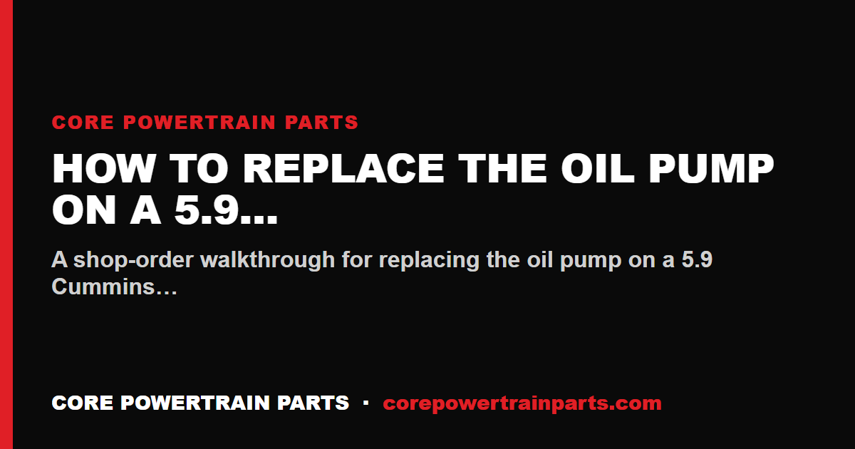 How to Replace the Oil Pump on a 5.9 Cummins 24V