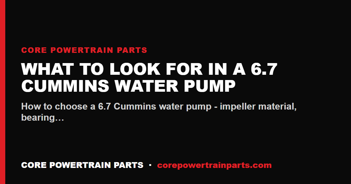 What to Look For in a 6.7 Cummins Water Pump