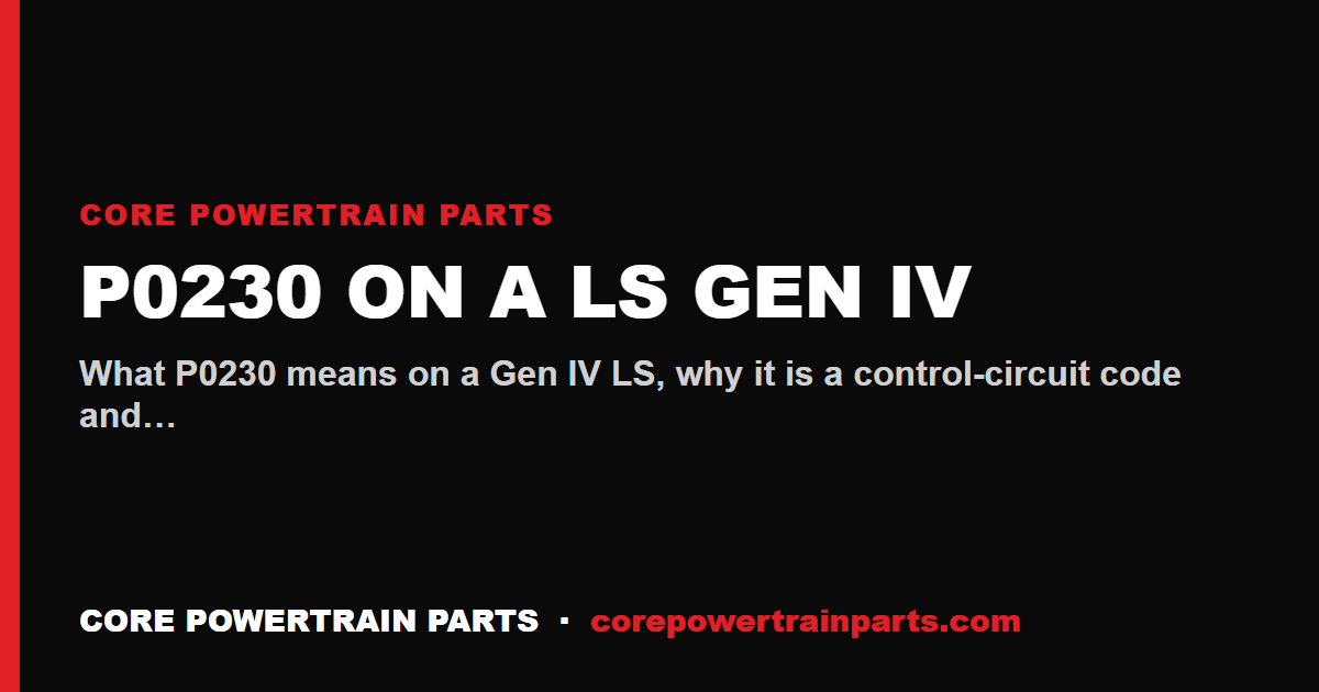 P0230 on a LS Gen IV: Fuel Pump Primary Circuit and What Actually Causes It