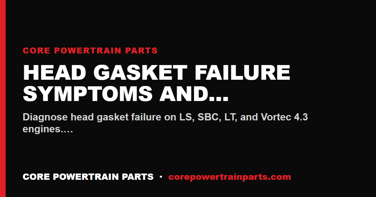 Head Gasket Failure Symptoms and Replacement Guide