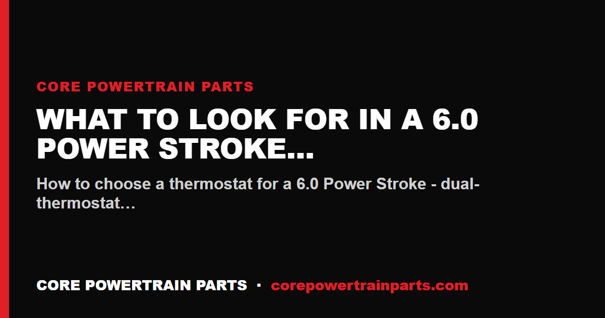 What to Look For in a 6.0 Power Stroke Thermostat