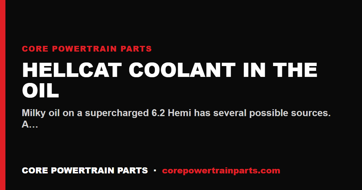 Hellcat Coolant in the Oil: How to Find the Source