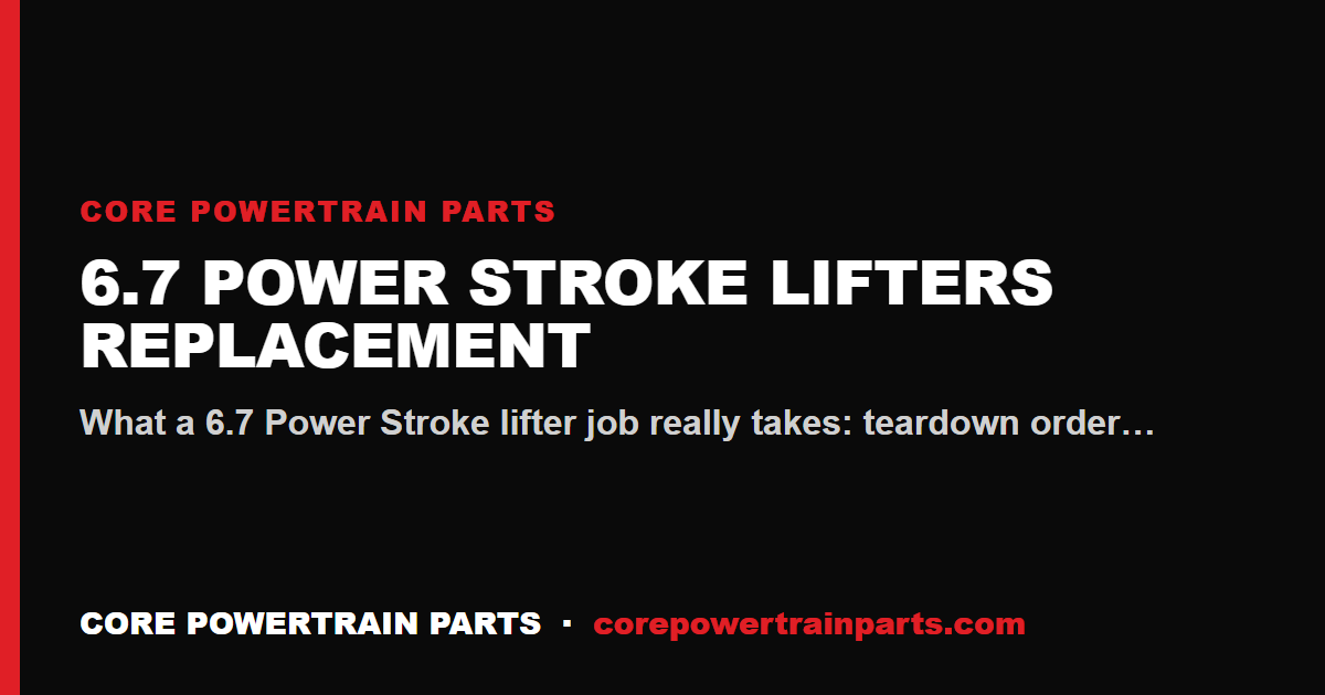 6.7 Power Stroke Lifters Replacement: Tools, Torque and Sequence