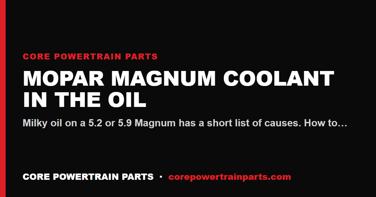 Mopar Magnum Coolant in the Oil: How to Find the Source