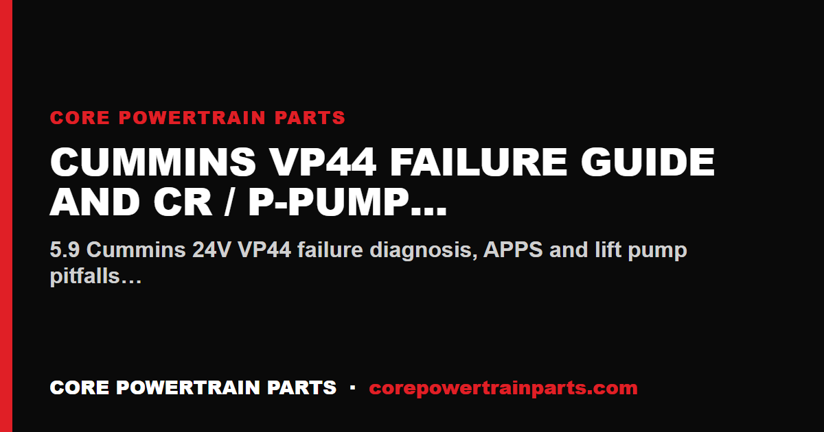 Cummins VP44 Failure Guide and CR / P-Pump Conversion Paths