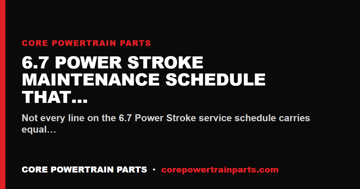 6.7 Power Stroke Maintenance Schedule That Actually Matters