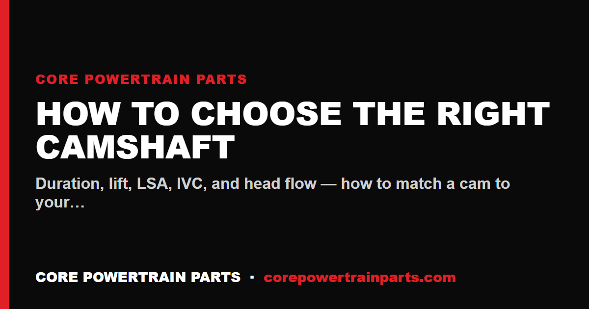 How to Choose the Right Camshaft