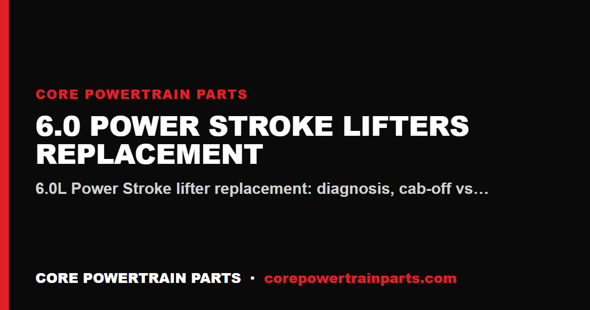 6.0 Power Stroke Lifters Replacement: Tools, Torque and Sequence