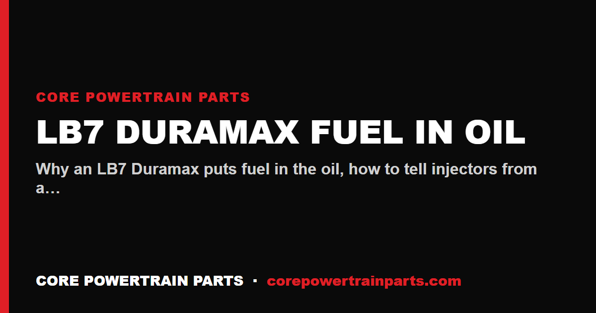 LB7 Duramax Fuel in Oil — What It Means and How to Diagnose It