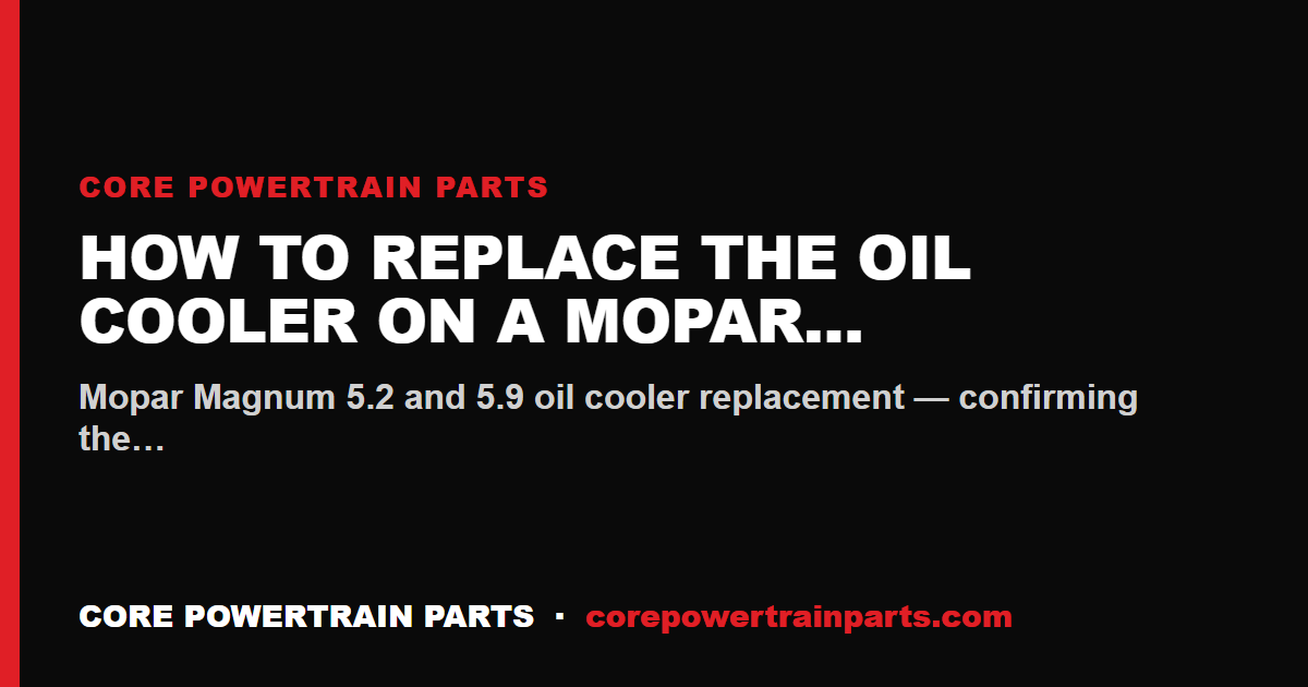 How to Replace the Oil Cooler on a Mopar Magnum