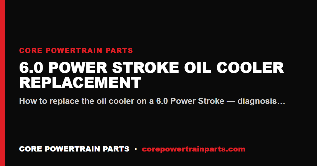 6.0 Power Stroke Oil Cooler Replacement: Tools, Torque and Sequence