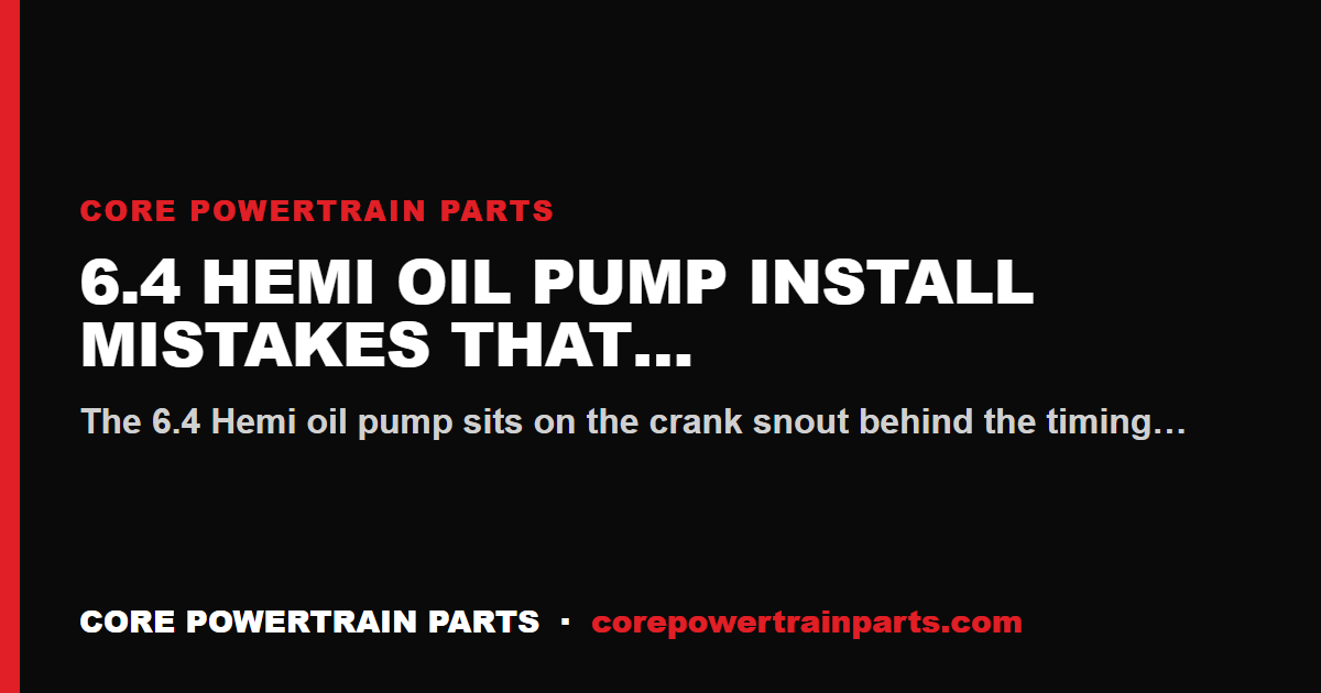 6.4 Hemi Oil Pump Install Mistakes That Cost You the Engine