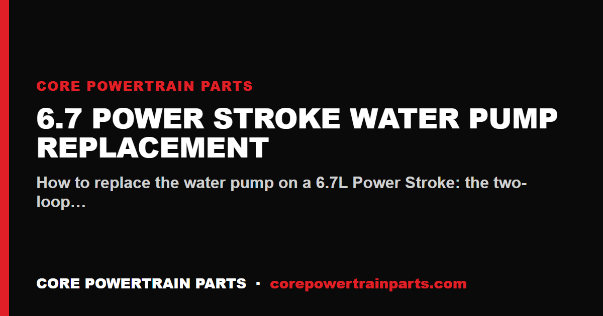 6.7 Power Stroke Water Pump Replacement: Tools, Torque and Sequence