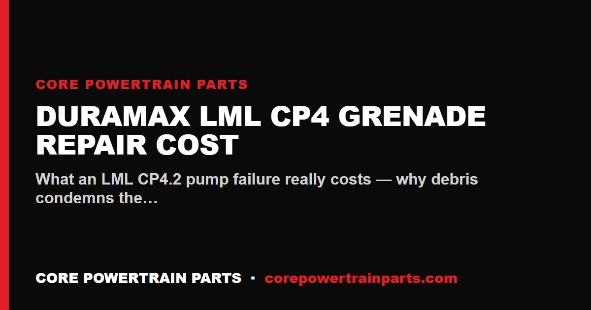 Duramax LML CP4 Grenade Repair Cost — the Full Cleanup Estimate