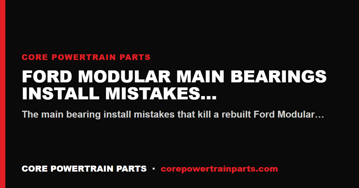 Ford Modular Main Bearings Install Mistakes That Cost You the Engine