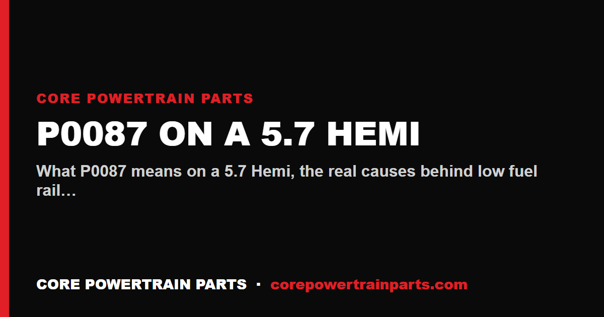 P0087 on a 5.7 Hemi: Fuel Rail Pressure Too Low and What Actually Causes It