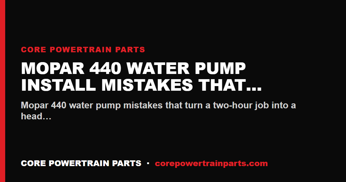 Mopar 440 Water Pump Install Mistakes That Cost You the Engine
