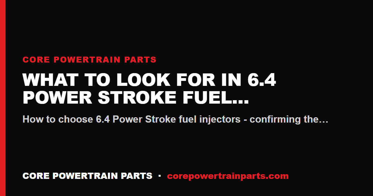 What to Look For in 6.4 Power Stroke Fuel Injectors
