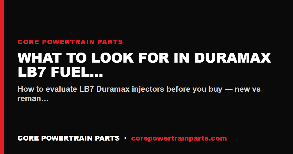 What to Look For in Duramax LB7 Fuel Injectors
